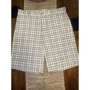 Nike Stay Cool Golf Shorts Mens 36 Dri Fit Flat Front Pockets Gray White Plaid